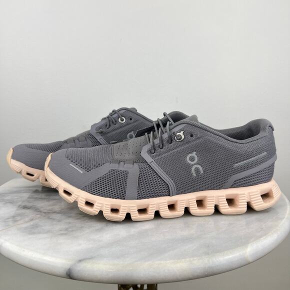 Women On Cloud 5 Gray Athletic Casual Running Sneakers Zinc I Shell (Sz 7.5) - Picture 10 of 12